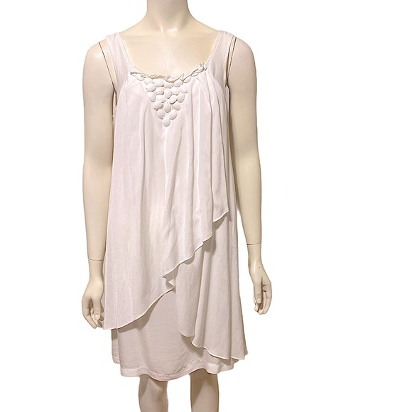 CHARLES CHANG-LIMA White Sleeveless Cupro Dress 8 - Picture 2 of 11